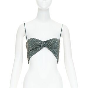 ALEXANDRE VAUTHIER Sage green strass crystal encrusted twist cropped top